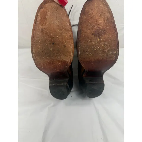 Justin USA L596 Leather Western Roper Kiltie Granny Packer BOOTS Women's 7.5 B