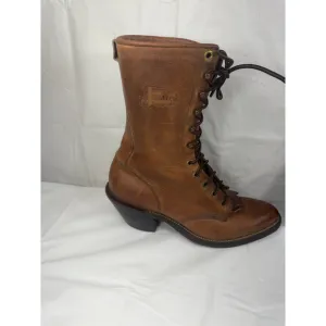 Justin USA L596 Leather Western Roper Kiltie Granny Packer BOOTS Women's 7.5 B