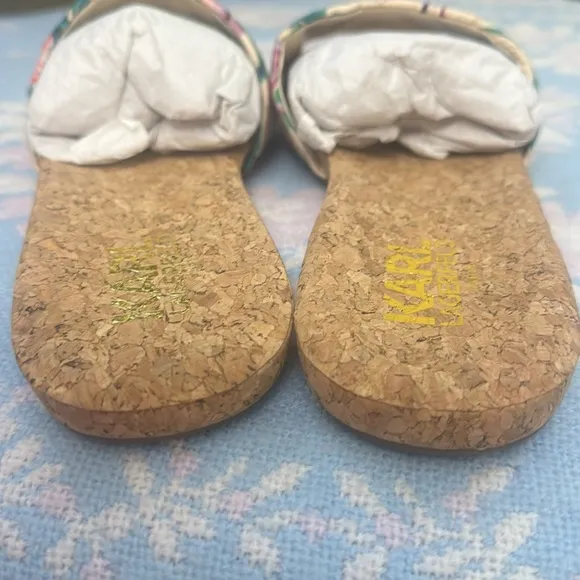 *Karl Lagerfeld* Sz 11 Floral Cork Slide Sandals NWOT!
