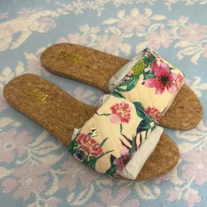 *Karl Lagerfeld* Sz 11 Floral Cork Slide Sandals NWOT!