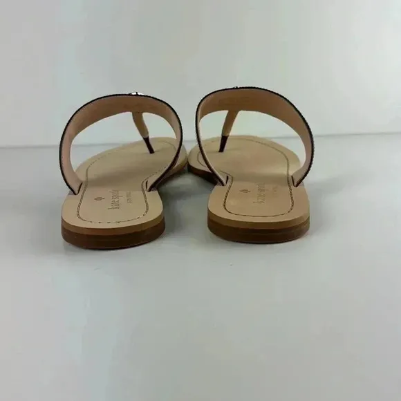 KATE SPADE  black patent throng sandals NWOT SZ 8 gorgeous classy flat pretty
