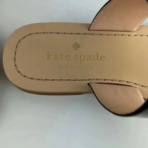 KATE SPADE  black patent throng sandals NWOT SZ 8 gorgeous classy flat pretty