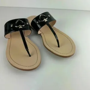 KATE SPADE  black patent throng sandals NWOT SZ 8 gorgeous classy flat pretty
