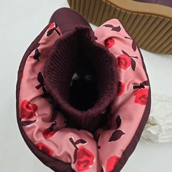 Kate Spade Cocoon Plum Pull On Warm Snow Boots Womens Size 10B NEW Fast Ship