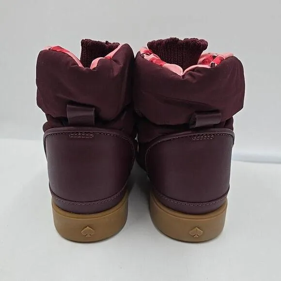 Kate Spade Cocoon Plum Pull On Warm Snow Boots Womens Size 10B NEW Fast Ship