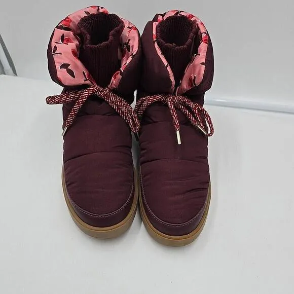 Kate Spade Cocoon Plum Pull On Warm Snow Boots Womens Size 10B NEW Fast Ship