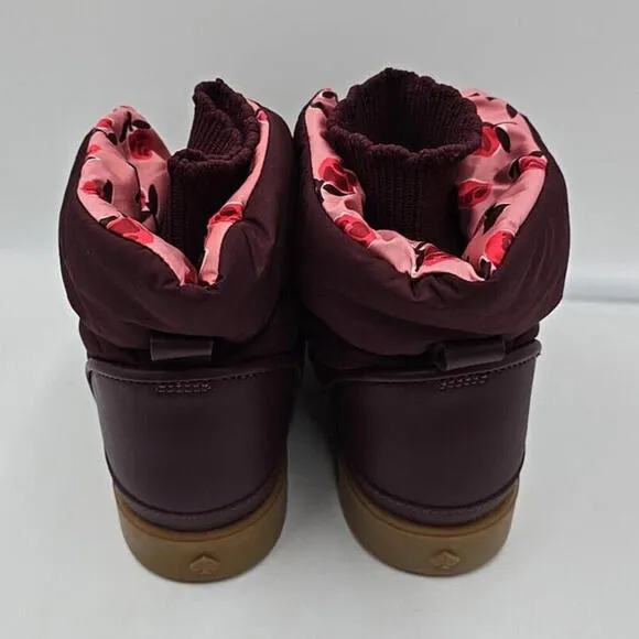 Kate Spade Cocoon Plum Pull On Warm Snow Boots Womens Size 10B NEW Fast Ship