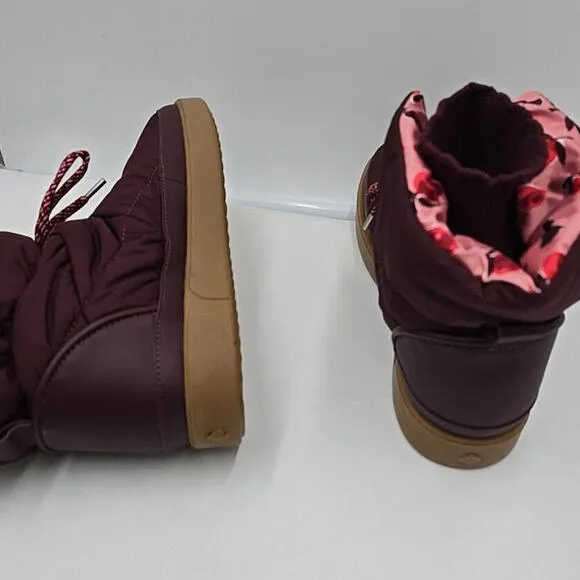 Kate Spade Cocoon Plum Pull On Warm Snow Boots Womens Size 10B NEW Fast Ship