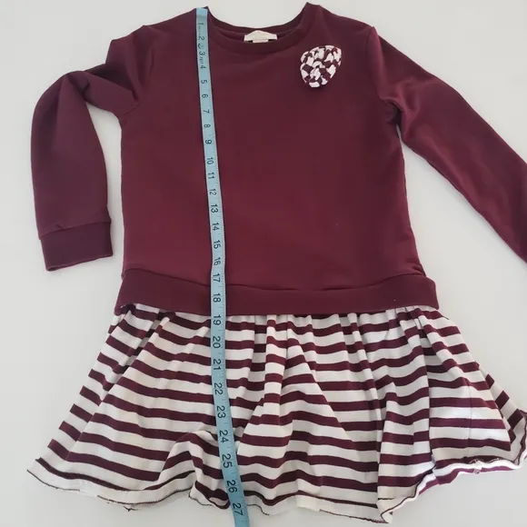 Kate Spade kid girl burgundy stripe dress size 10