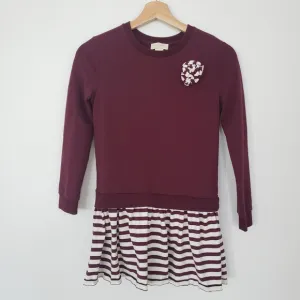Kate Spade kid girl burgundy stripe dress size 10