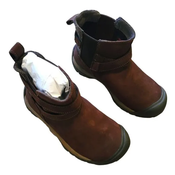 Keen Boots Woman's Size 5 Brown Suede Cross-Over Strap Slip-On NWOB JJ3295