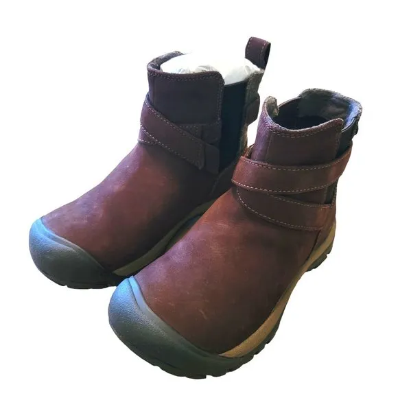 Keen Boots Woman's Size 5 Brown Suede Cross-Over Strap Slip-On NWOB JJ3295