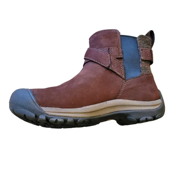 Keen Boots Woman's Size 5 Brown Suede Cross-Over Strap Slip-On NWOB JJ3295