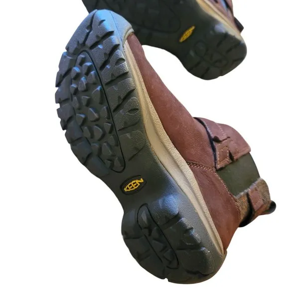 Keen Boots Woman's Size 5 Brown Suede Cross-Over Strap Slip-On NWOB JJ3295