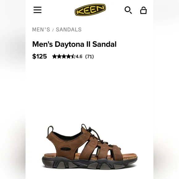 Keen Mens Daytona II  Leather Sandals 10.5 Brown Leather Waterproof Worn Once