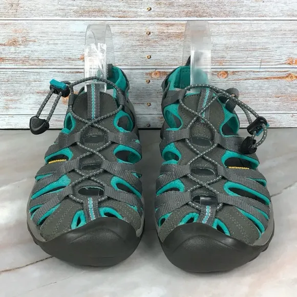 Keen Whisper Waterproof Sandals in grey/teal EUC