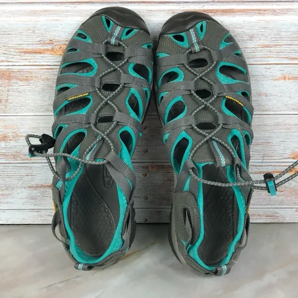 Keen Whisper Waterproof Sandals in grey/teal EUC