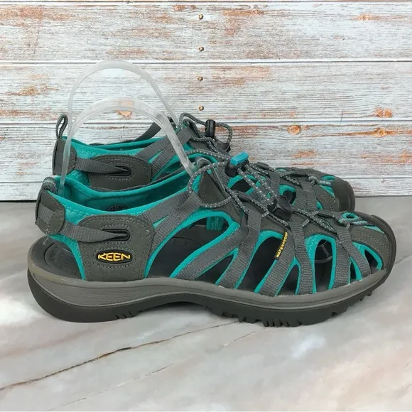 Keen Whisper Waterproof Sandals in grey/teal EUC
