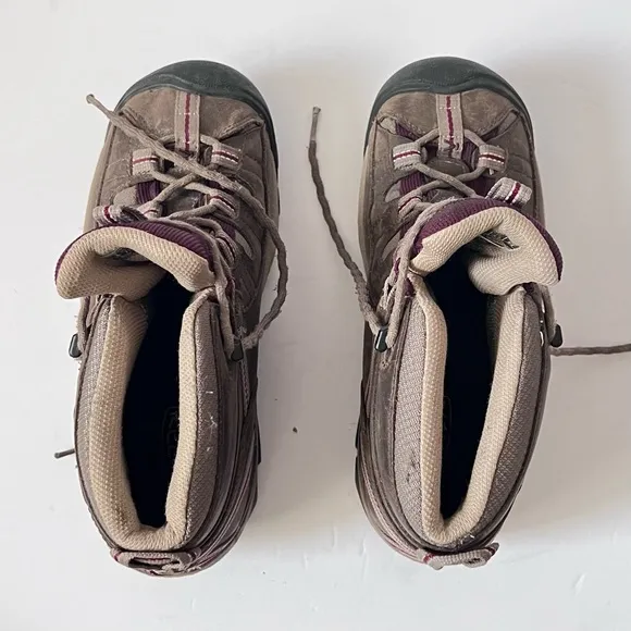 Keen Women’s Dry Targhee II Weatherproof Leather Hiking Boots SZ 7 Brown/Purple