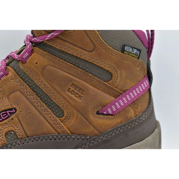 Keen Womens Size 7.5 Circadia Mid Boysenberry Leather Waterproof Hiking Boots