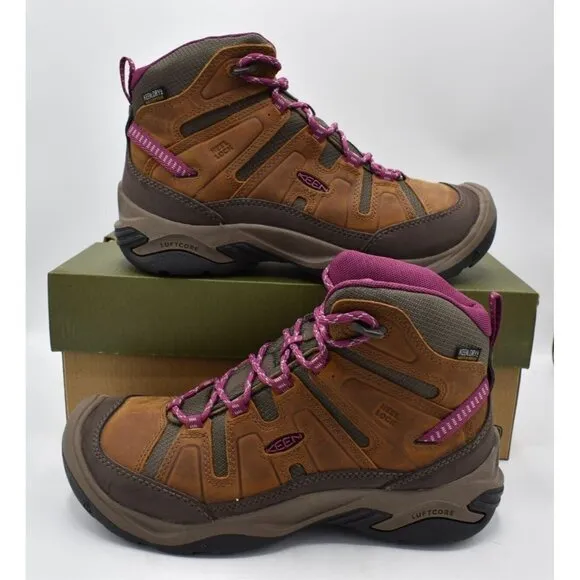 Keen Womens Size 7.5 Circadia Mid Boysenberry Leather Waterproof Hiking Boots