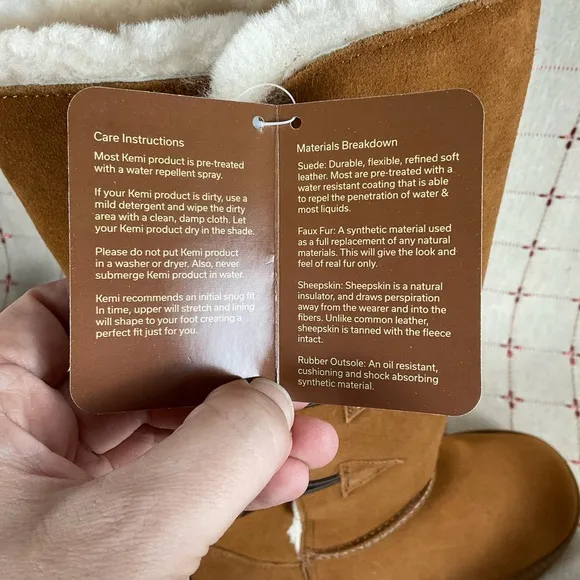 Kemi Australia MU1749RW Brown Suede &amp; Sheepskin Fully Lined Mid Calf Boots Sz 7