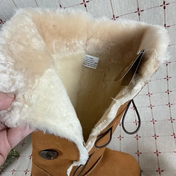 Kemi Australia MU1749RW Brown Suede &amp; Sheepskin Fully Lined Mid Calf Boots Sz 7
