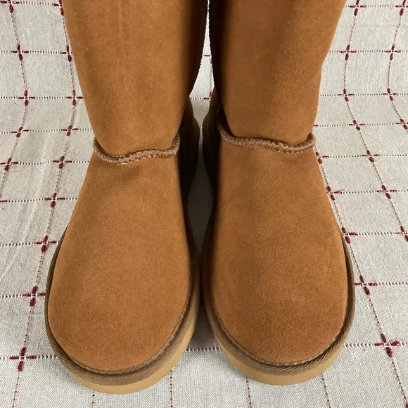Kemi Australia MU1749RW Brown Suede &amp; Sheepskin Fully Lined Mid Calf Boots Sz 7