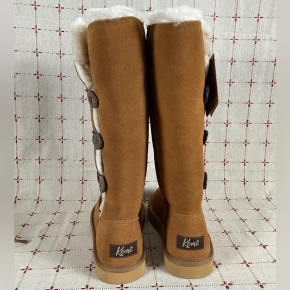 Kemi Australia MU1749RW Brown Suede &amp; Sheepskin Fully Lined Mid Calf Boots Sz 7
