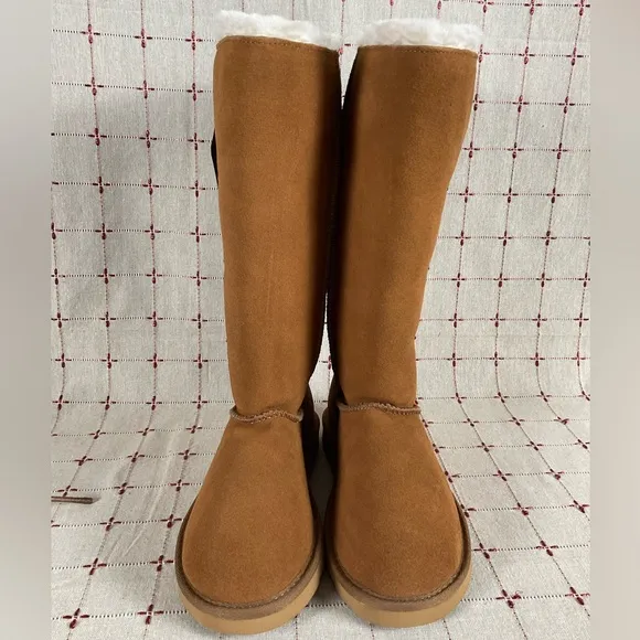 Kemi Australia MU1749RW Brown Suede &amp; Sheepskin Fully Lined Mid Calf Boots Sz 7