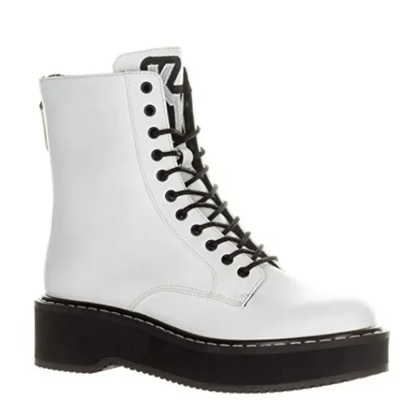 KENDALL   Kylie Women's Hunt White Combat Boot Size 9