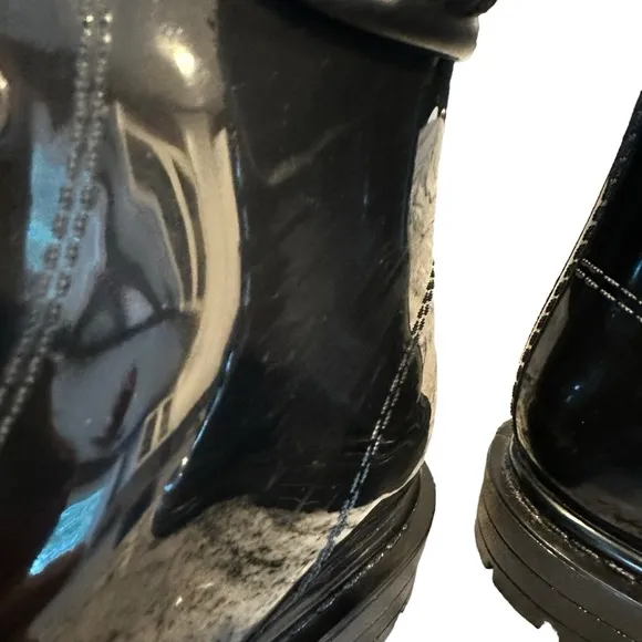 Kenneth Cole Reaction | Black Rain Lace Up Cozy Lug Sole Rain Boots Size 9
