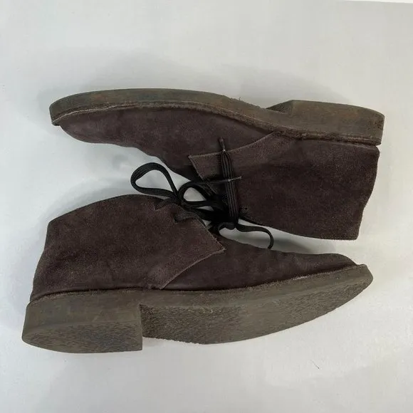 Keys Brown Suede Leather Chukka Lace Up Boots Almond Toe Casual Men's Size 44 10
