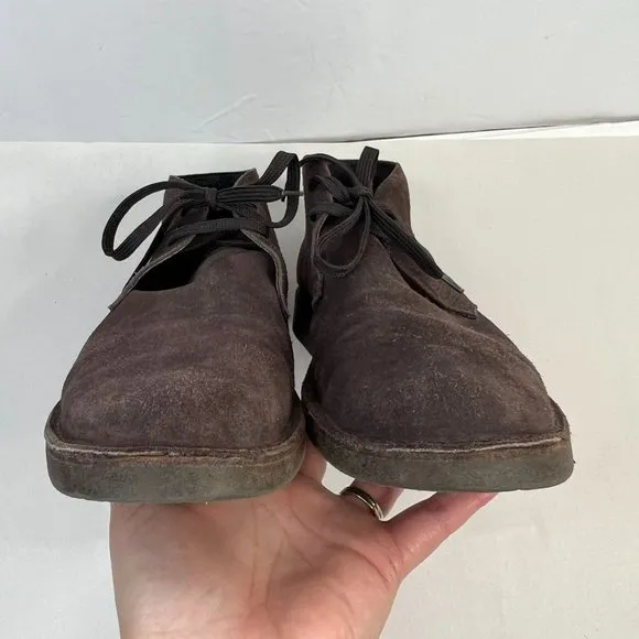 Keys Brown Suede Leather Chukka Lace Up Boots Almond Toe Casual Men's Size 44 10