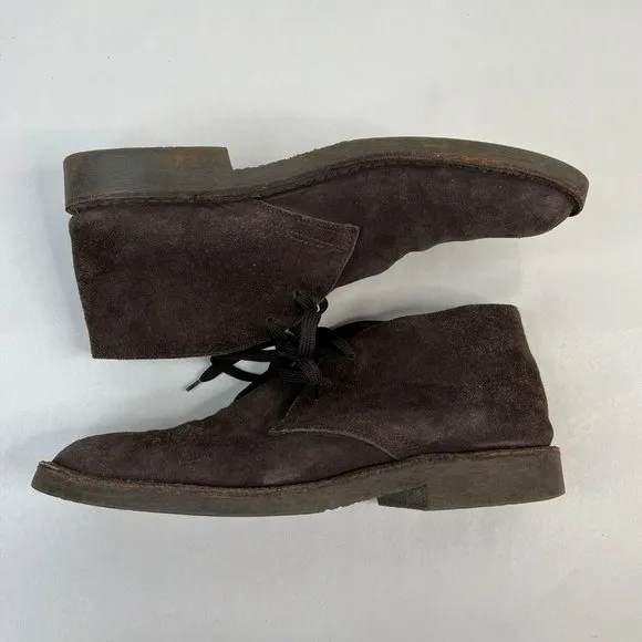 Keys Brown Suede Leather Chukka Lace Up Boots Almond Toe Casual Men's Size 44 10