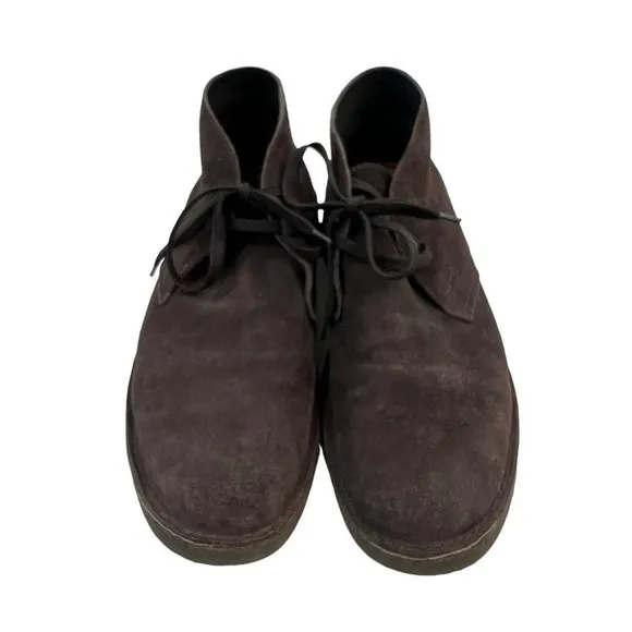 Keys Brown Suede Leather Chukka Lace Up Boots Almond Toe Casual Men's Size 44 10