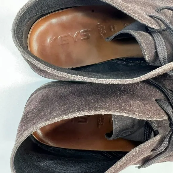 Keys Brown Suede Leather Chukka Lace Up Boots Almond Toe Casual Men's Size 44 10