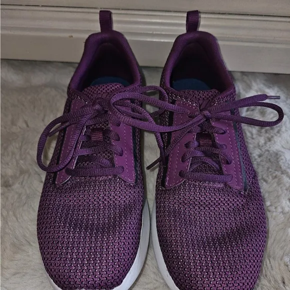 K•Swiss Purple and White Athletic Sneakers with Knit Mesh Upper