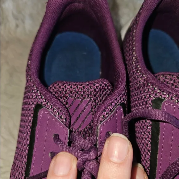 K•Swiss Purple and White Athletic Sneakers with Knit Mesh Upper