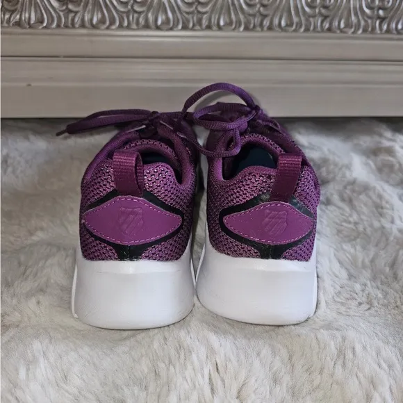 K•Swiss Purple and White Athletic Sneakers with Knit Mesh Upper