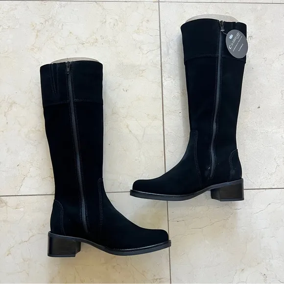 La Canadienne Sz 5.5 NIB Women's Black Suede Knee-High Boots