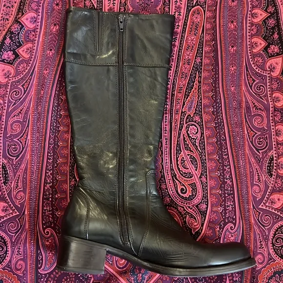 La Canadienne Womens Brown Leather Block Heel Boots Size 9.5