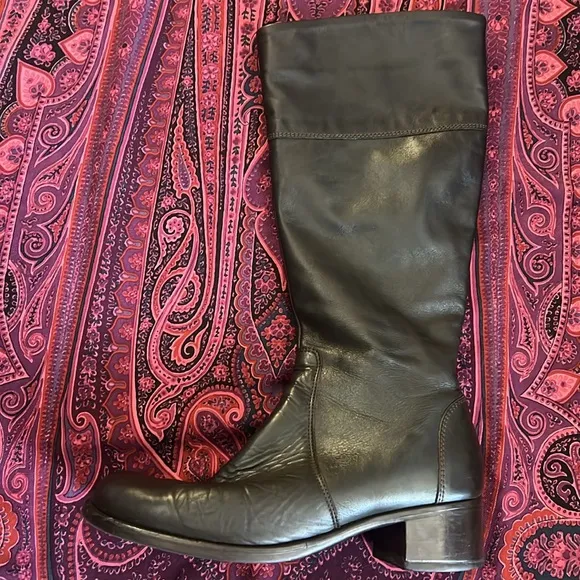 La Canadienne Womens Brown Leather Block Heel Boots Size 9.5