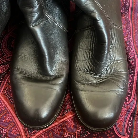 La Canadienne Womens Brown Leather Block Heel Boots Size 9.5