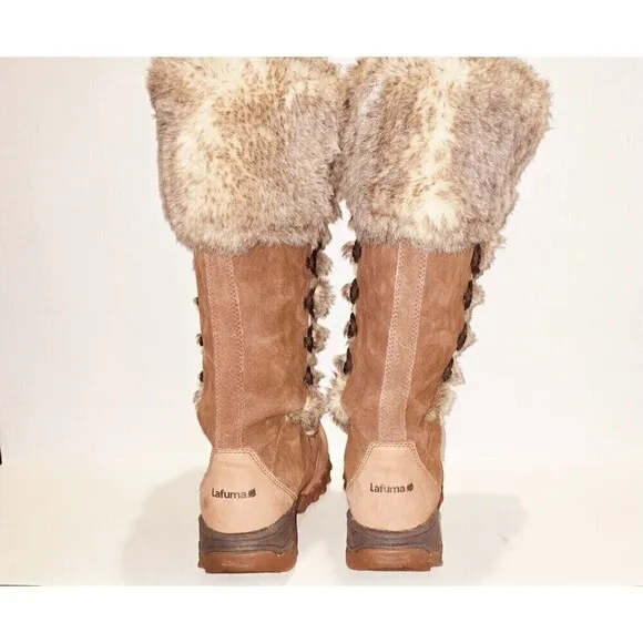 Lafuma Kokta Leather Velvet Feel Warm Fur Winter Snow Boots Brown Sz 6.5