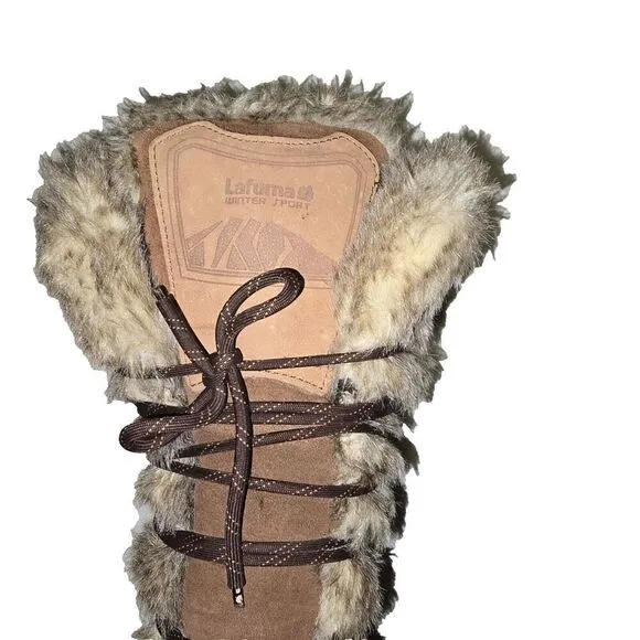 Lafuma Kokta Leather Velvet Feel Warm Fur Winter Snow Boots Brown Sz 6.5