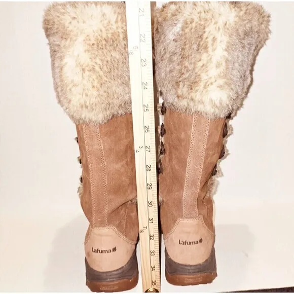 Lafuma Kokta Leather Velvet Feel Warm Fur Winter Snow Boots Brown Sz 6.5