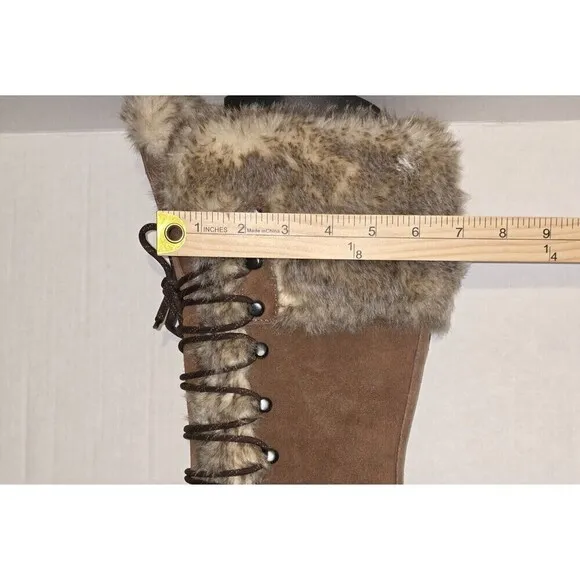 Lafuma Kokta Leather Velvet Feel Warm Fur Winter Snow Boots Brown Sz 6.5