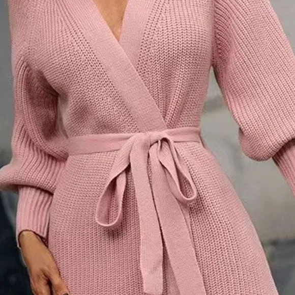 Lantern Loom Open Front Cardi - Pink