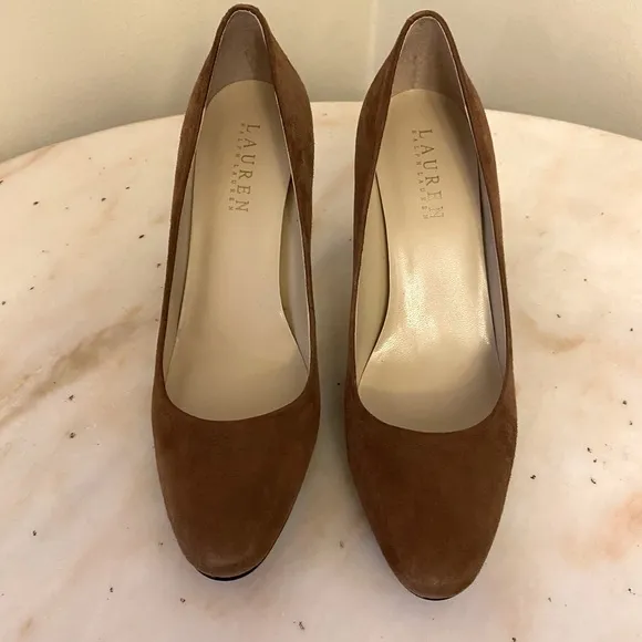 Lauren Ralph Lauren Caia Brown Suede 3.5 inch Heels Size 6.5
